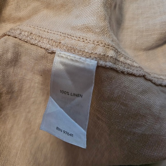 J.Jill Purejill Beige Linen Watercolor Floral Tank Large Dress Pocket Sleeveless - Picture 5 of 6